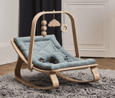 This baby rocker can be used from birth to seven months and fits perfectly into any interior with a modern wood design. We love how it mimics natural rocking and that it is adjustable with a removable harness, so it can be used for years to come making it a sustainable purchase that saves you from buying a chair your little one would otherwise outgrow.