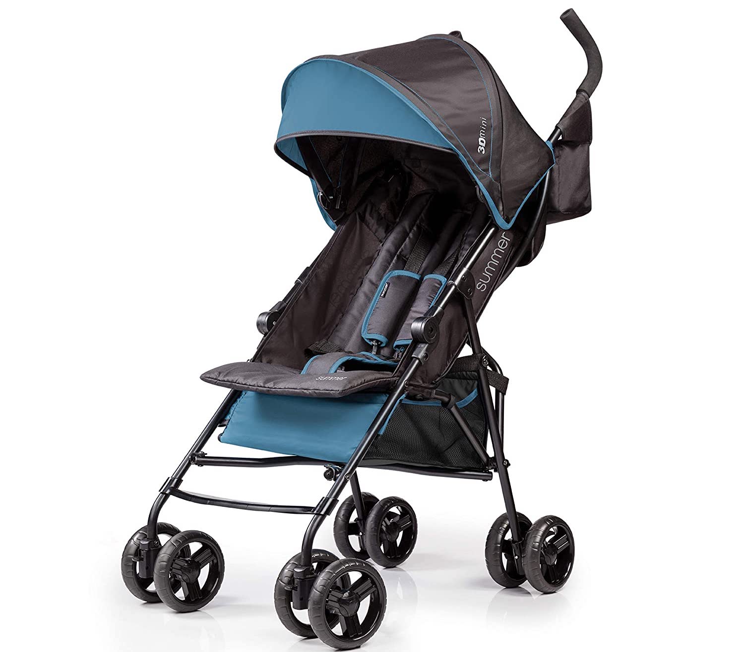 Summer 3Dmini Convenience Stroller, Blue/Black – Lightweight Infant Stroller with Compact Fold