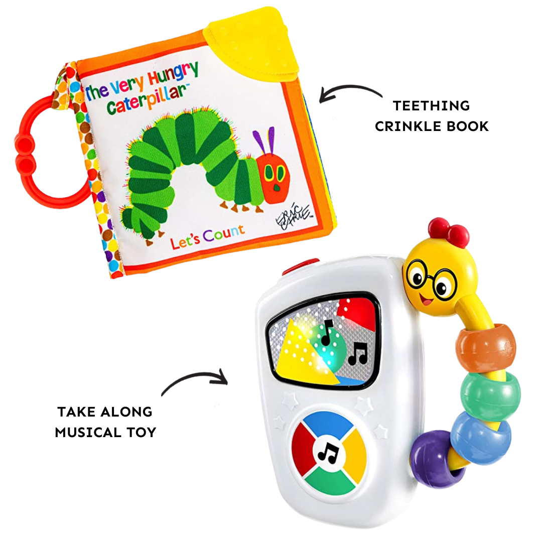Crinkle book and musical toy for babies