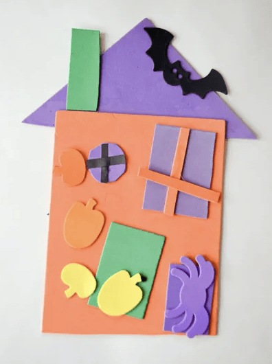 Shape haunted house craft for kids