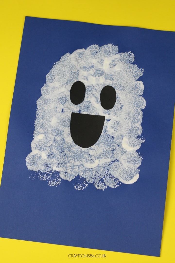 Pom pom ghost painting craft for kids