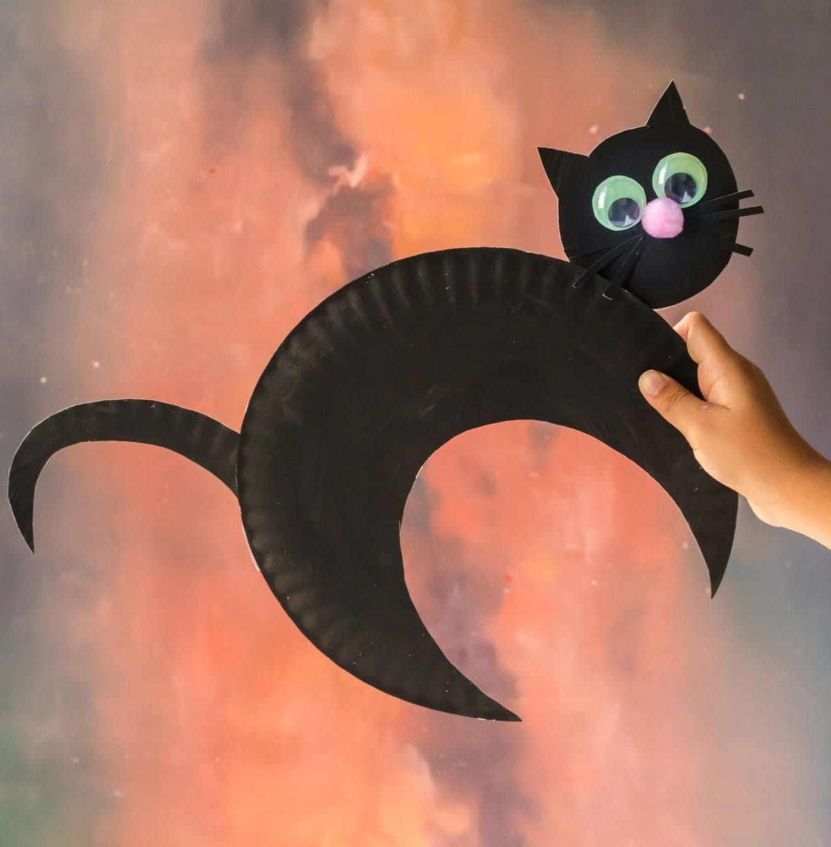 Paper plate black cat craft for kids