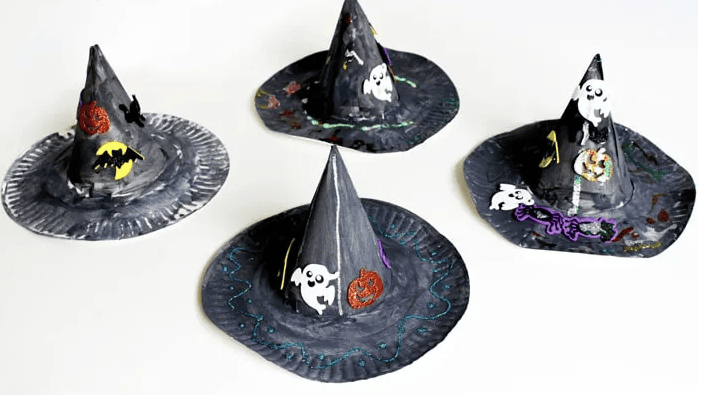 Paper plate witch hat craft for kids