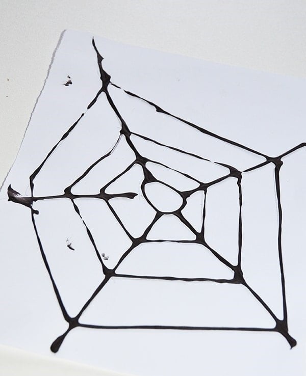 Puffy paint spider web craft for kids