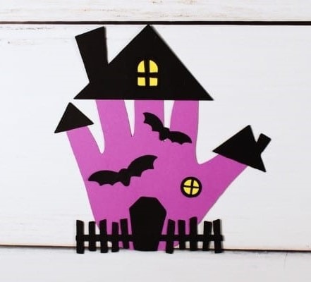 Handprint haunted house craft for kids
