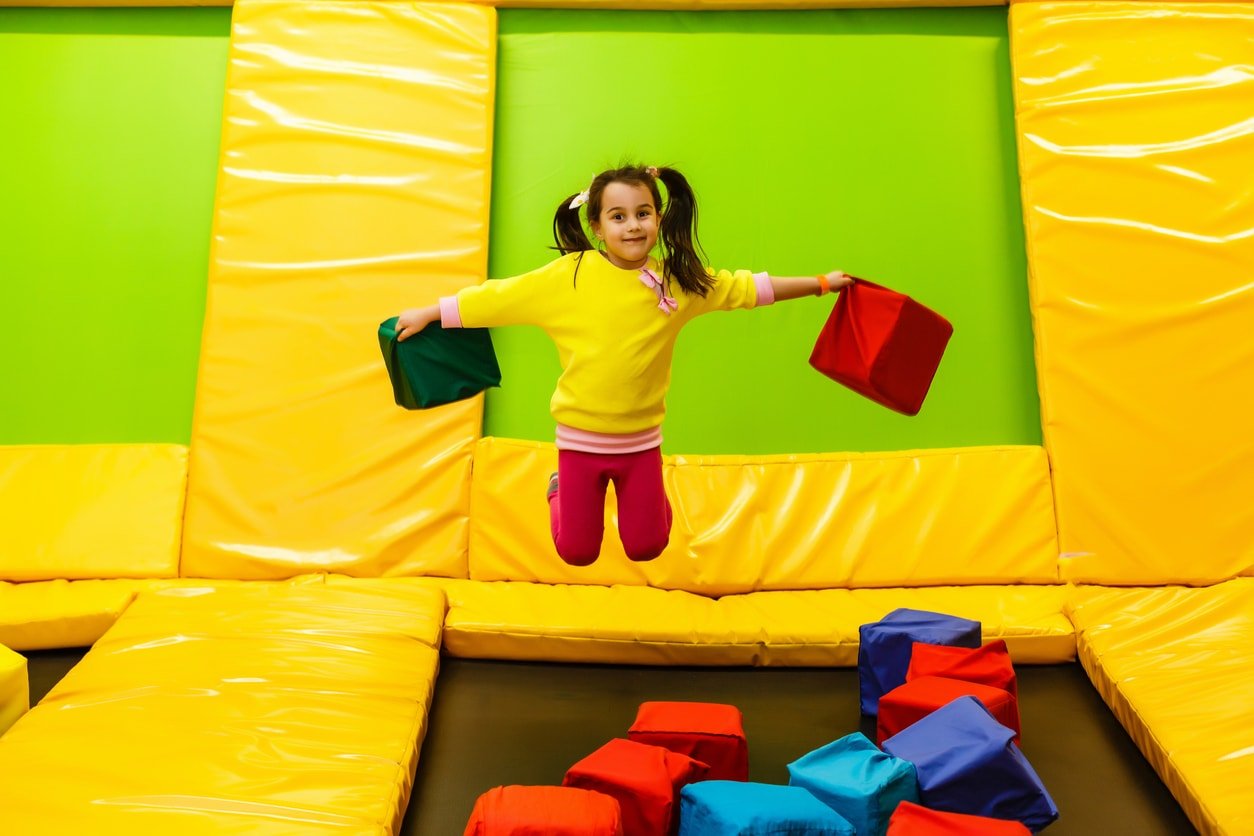 girl jumping in the trampoline park