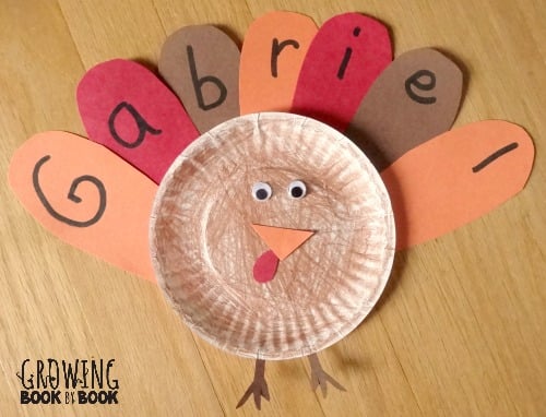 Feather letters turkey craft for kids