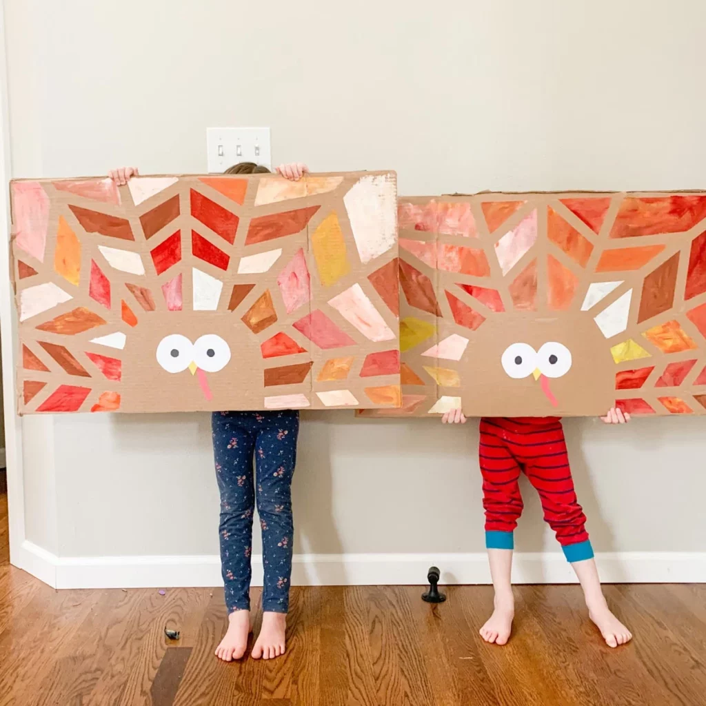 Turkey Tape Resist Art Activity via Busy Toddler