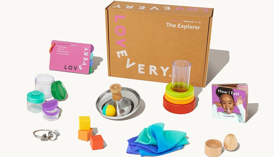 Subscription box with sensory toys for kids in it 