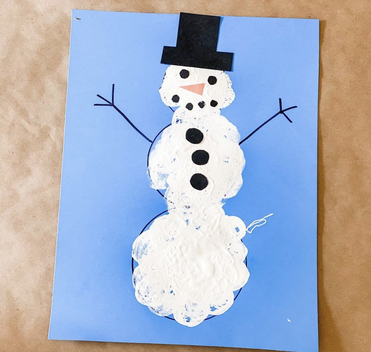 Marshmallow snowmen painting 