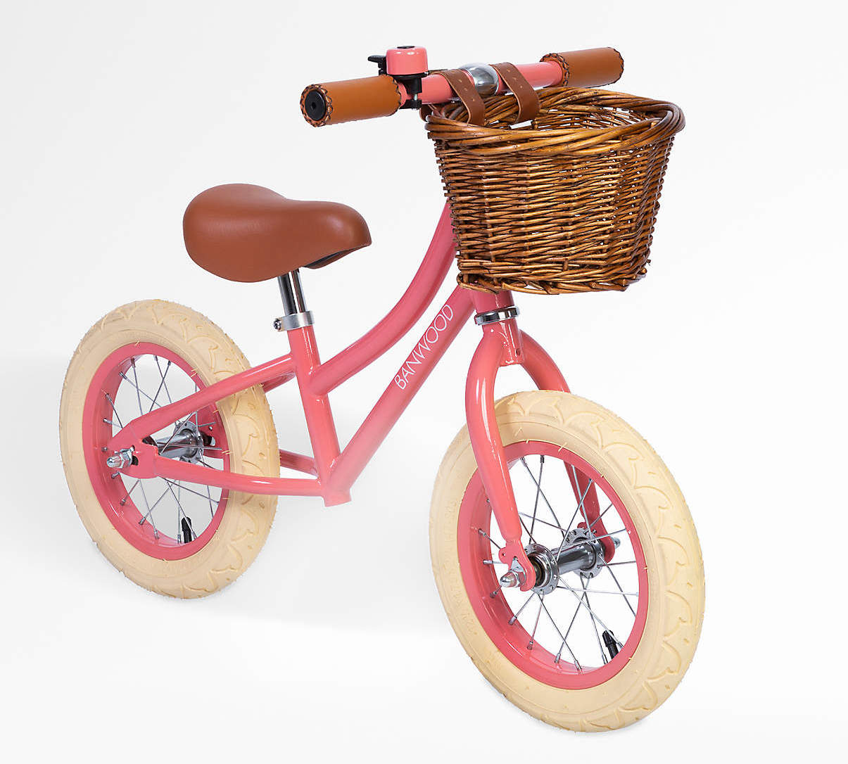 Kids coral bicycle with basket 