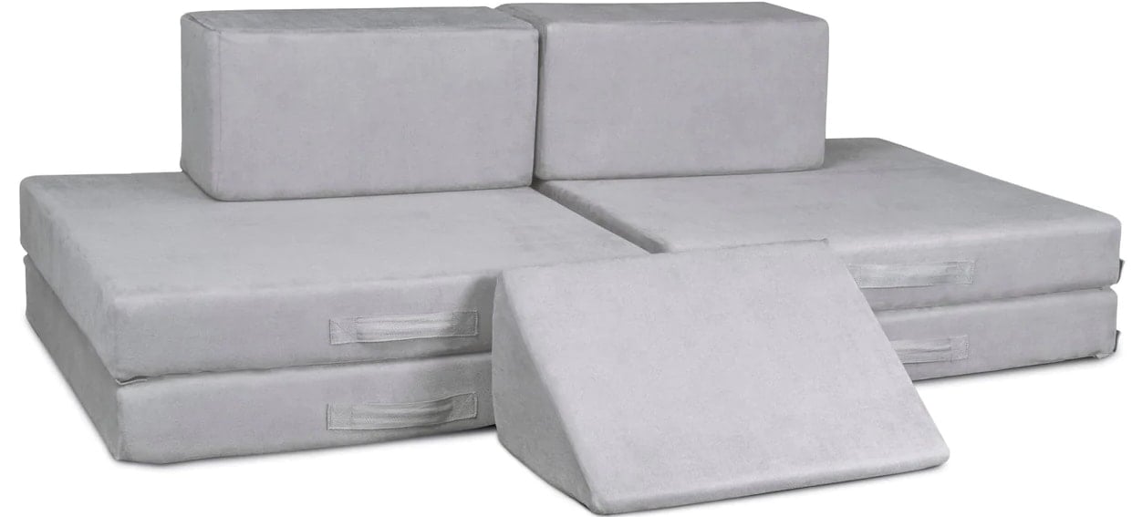 Grey stacking play couch for kids
