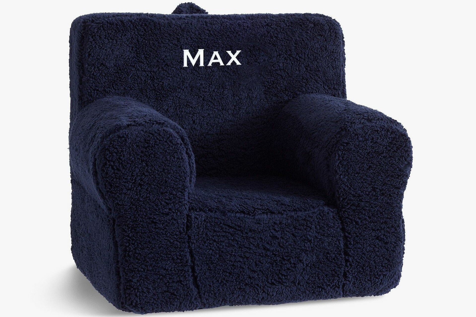 Personalized blue plush kids armchair 