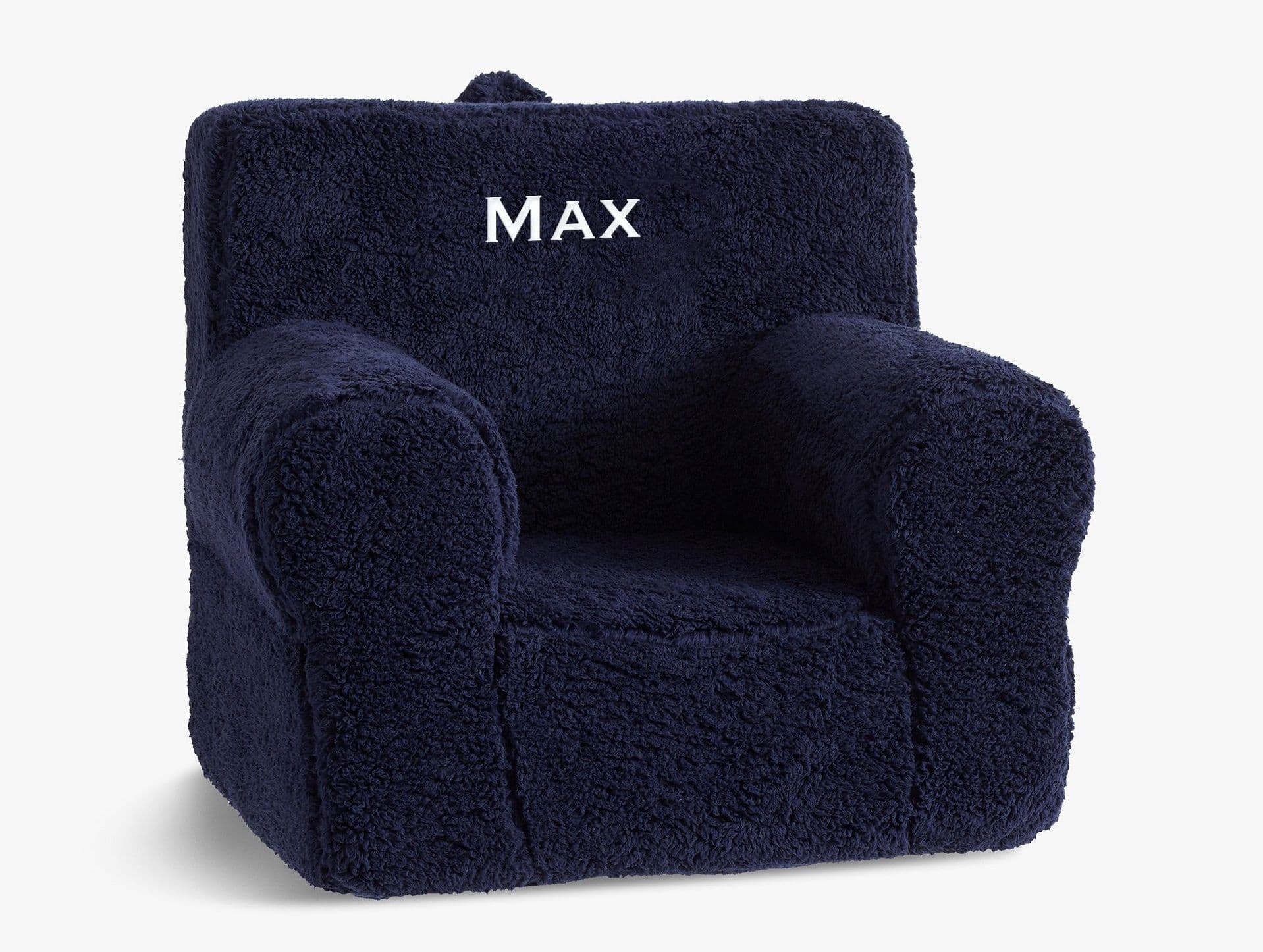 Personalized blue plush kids armchair 