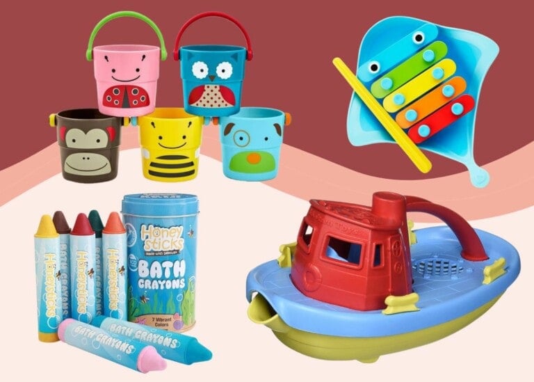 A collage of the best bath toys for babies and kids