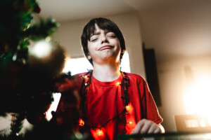 Little boy crying at Christmas
