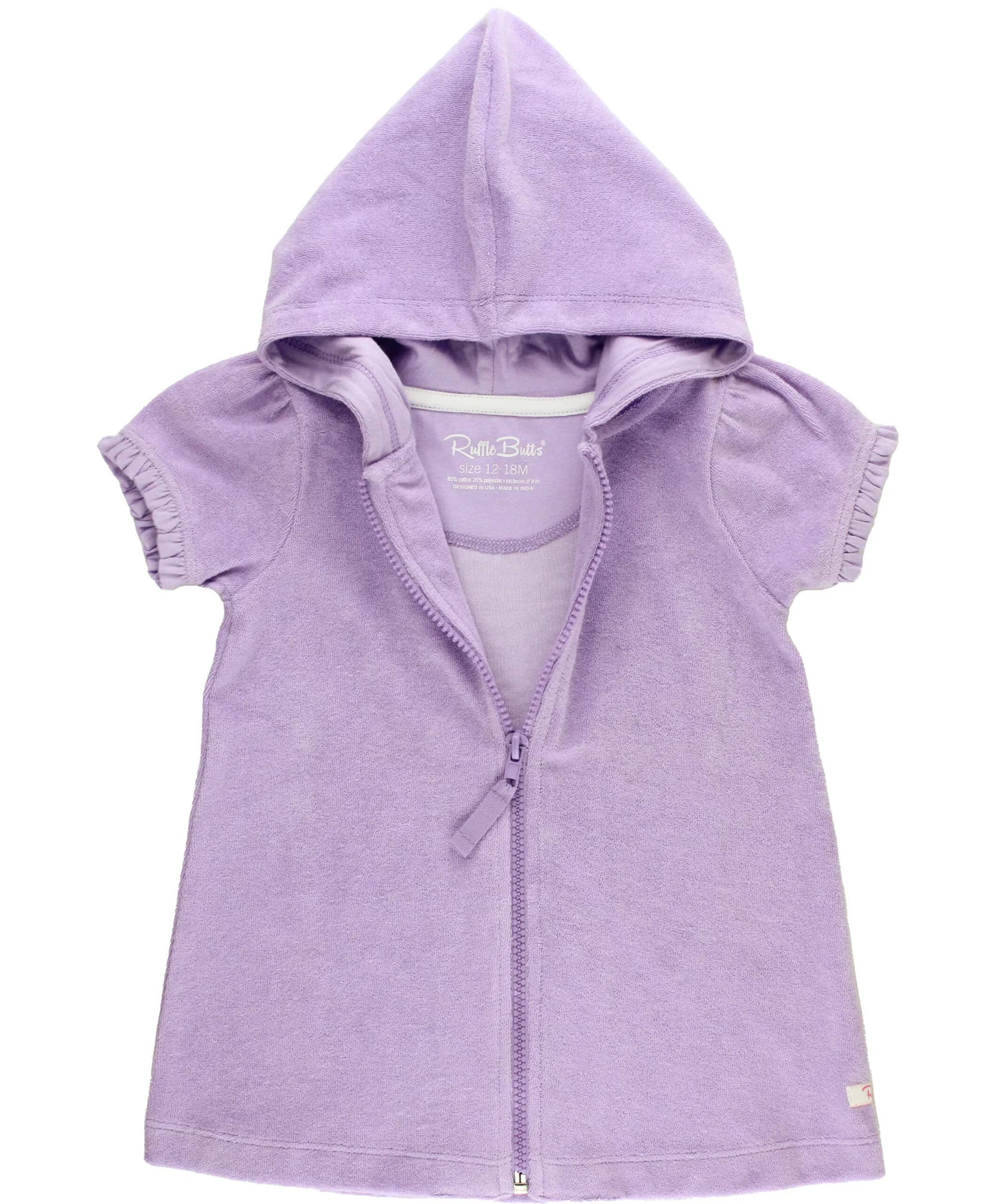 Purple terry zip-up cover-up