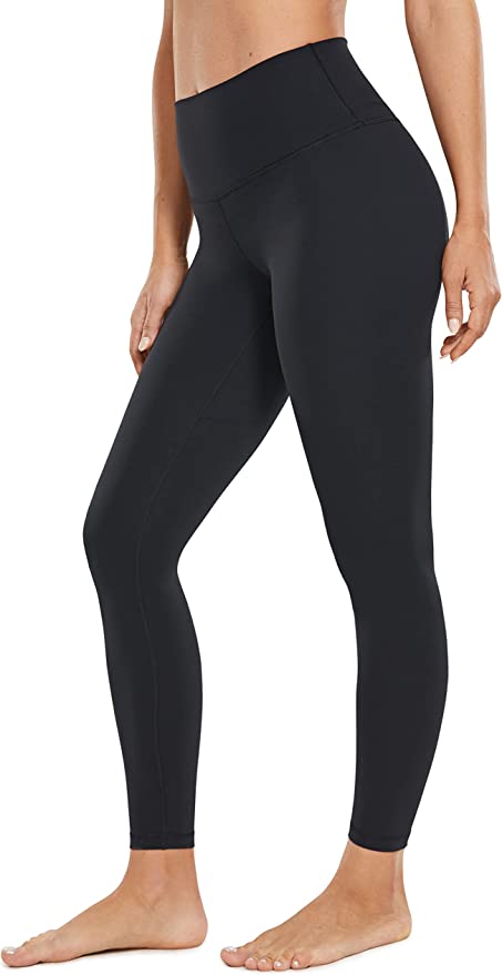 Woman in high-waisted black leggings 