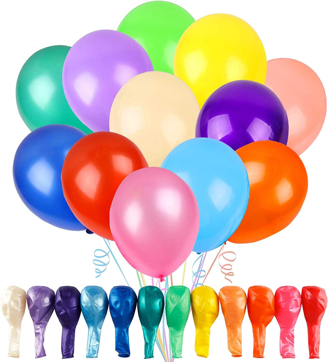 Rainbow variety of latex balloons 