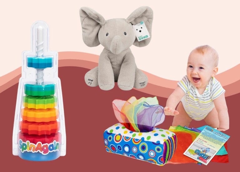 collage of best toys for 6-9 month olds