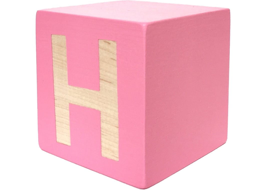 Pink wood block with letter H 