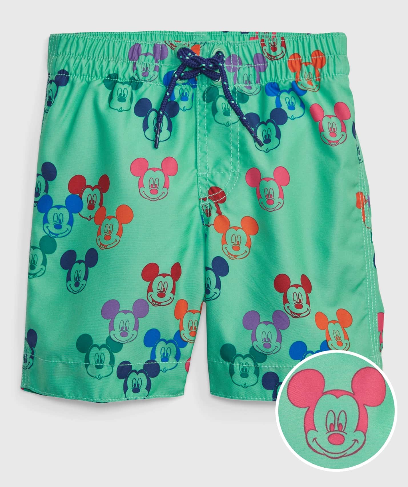 Mickey Mouse swim trunks in green 
