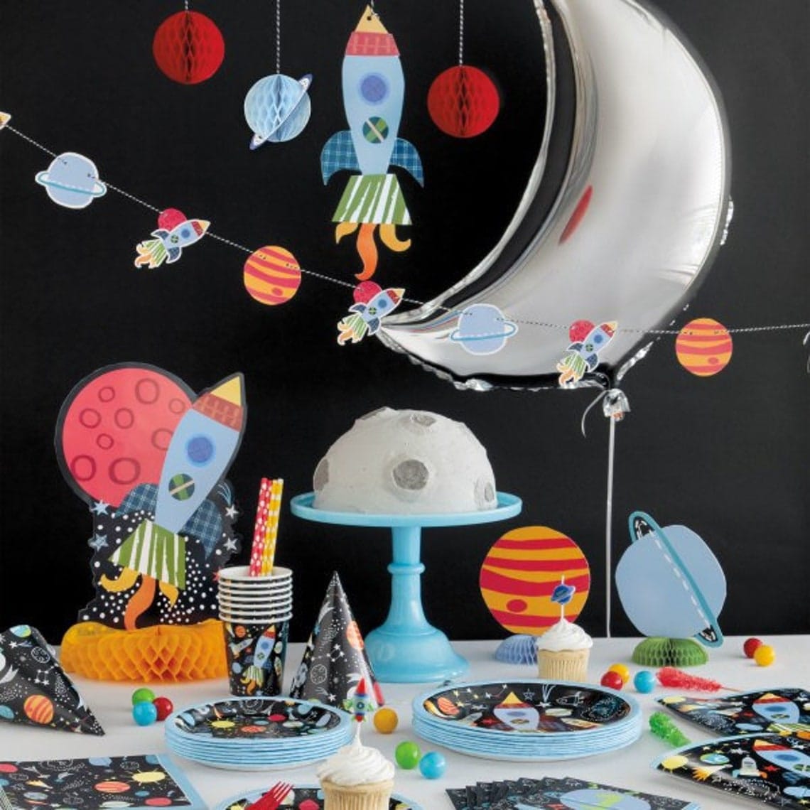3-2-1 blast off first birthday party theme