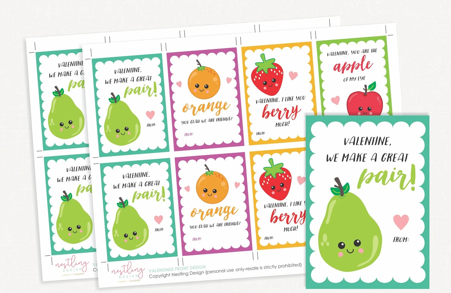 Fruit Valentine cards 