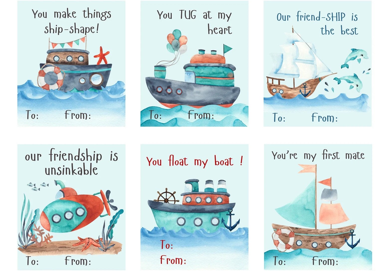 Boat Valentine's Day cards 