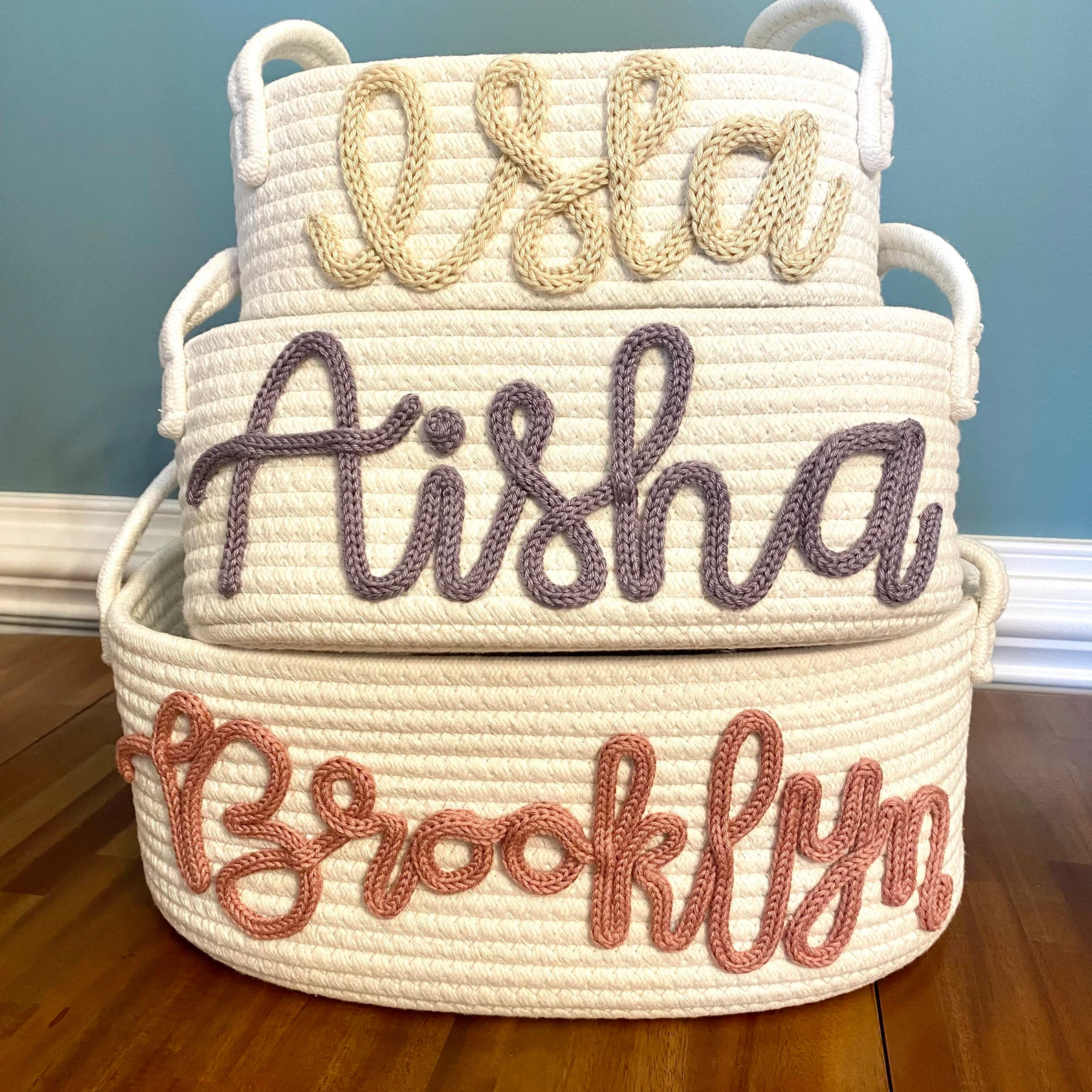 Personalized woven baskets 