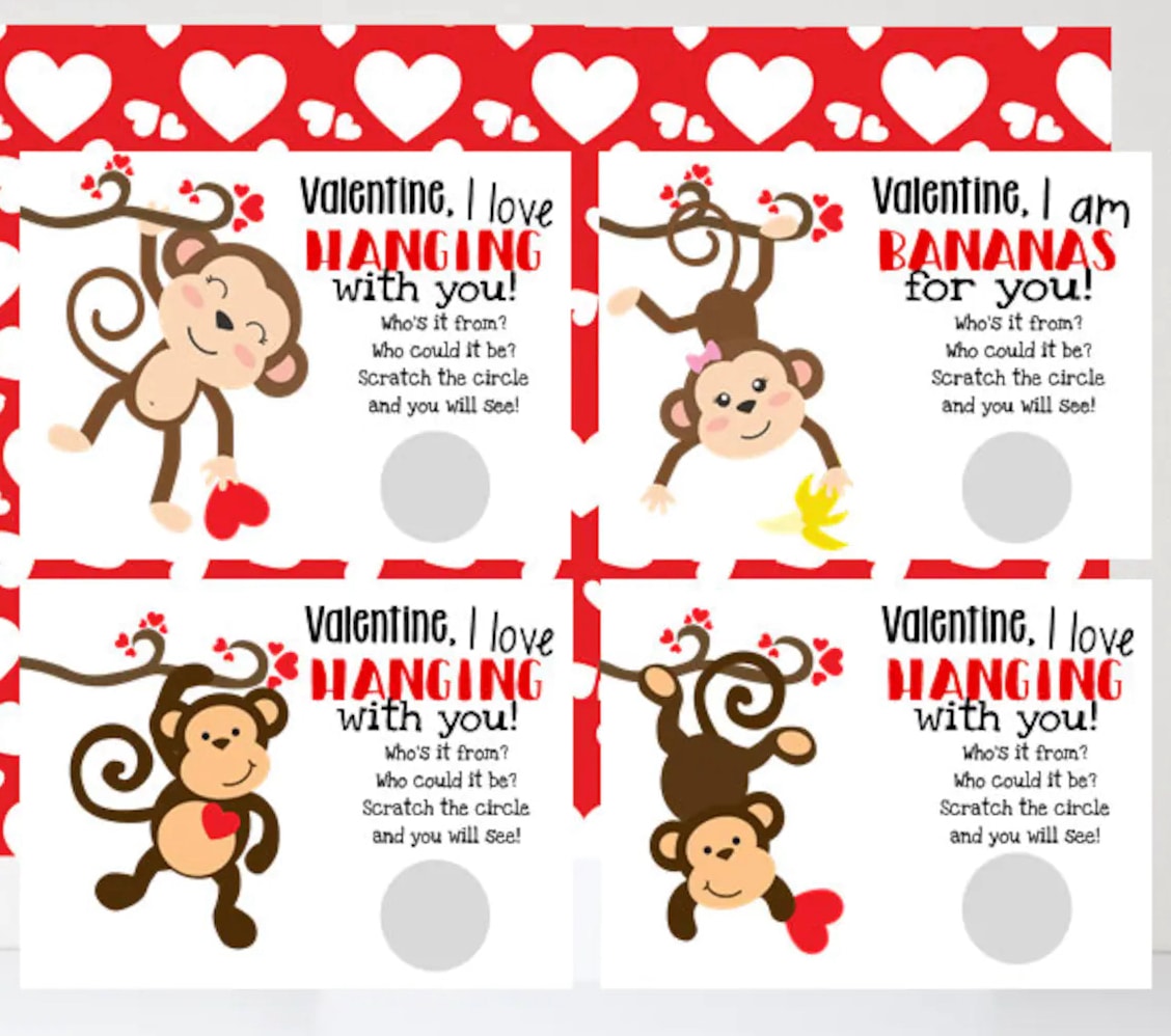 Monkey valentine cards