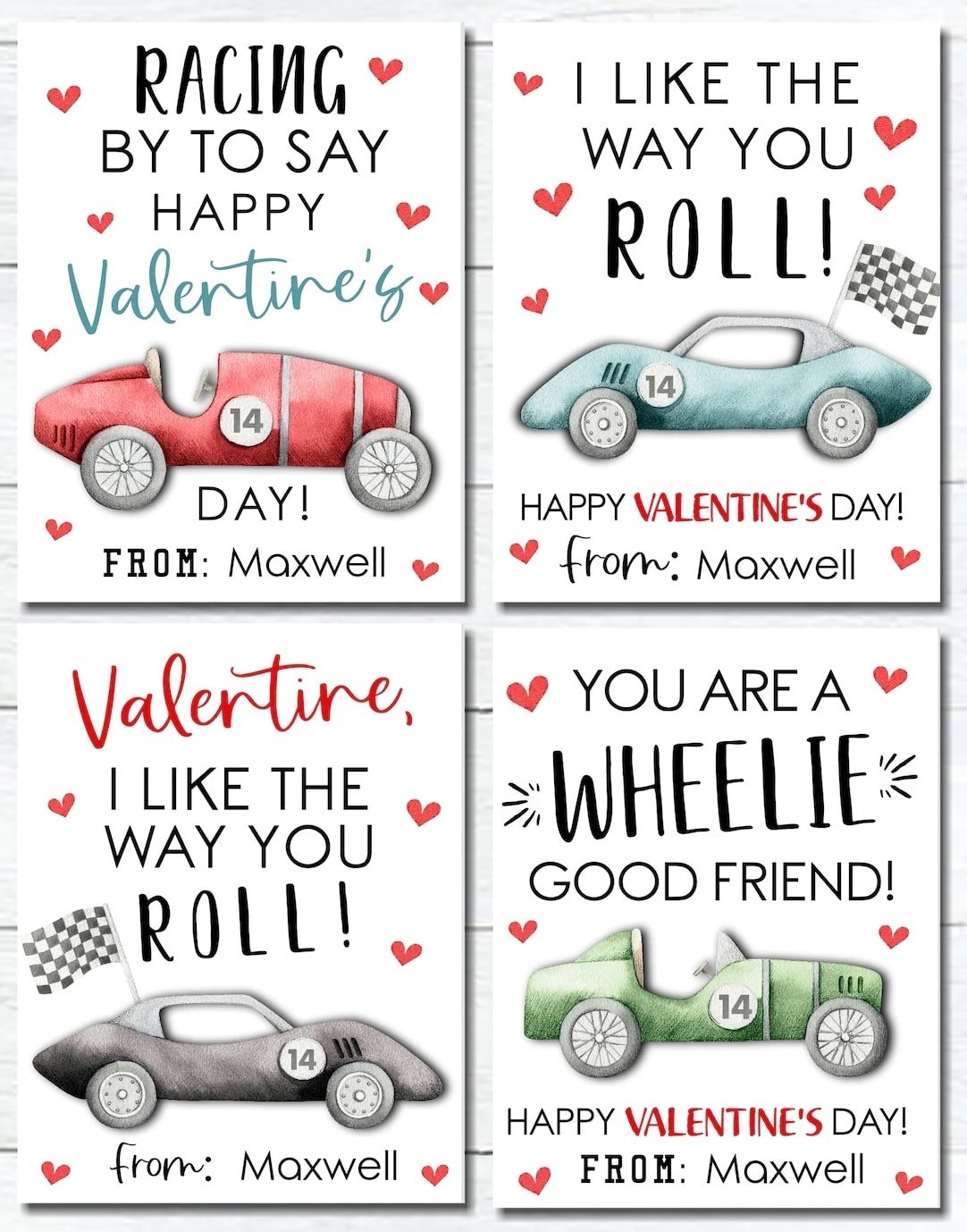 Race car Valentine card 