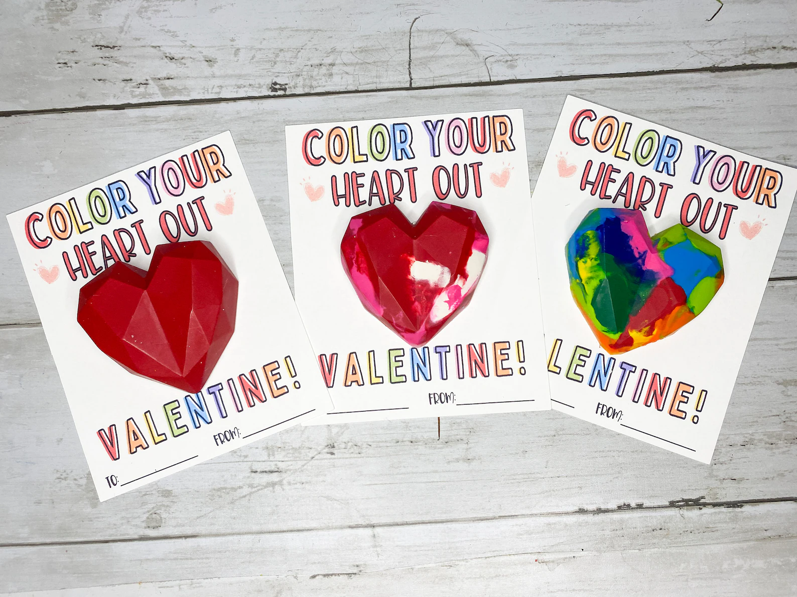 Color your heart out Valentine's Day cards with heart-shaped crayon 