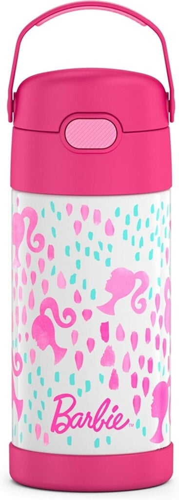 THERMOS FUNTAINER 12 Ounce Stainless Steel Vacuum Insulated Kids Straw Bottle, Barbie