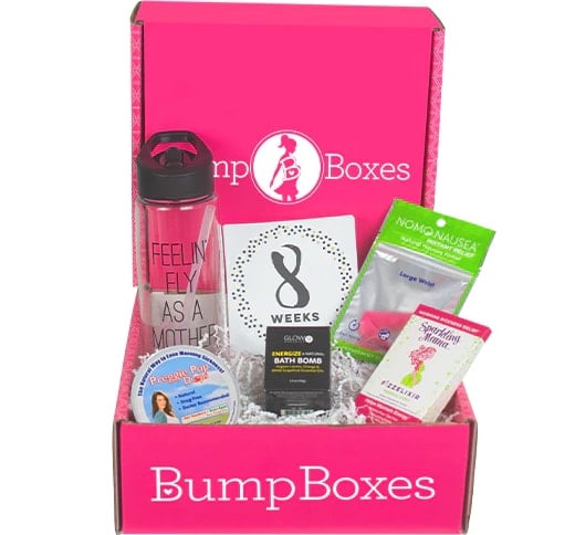 Subscription box with pregnancy items for first trimester 