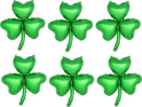 Green foil mylar helium shamrock balloons 