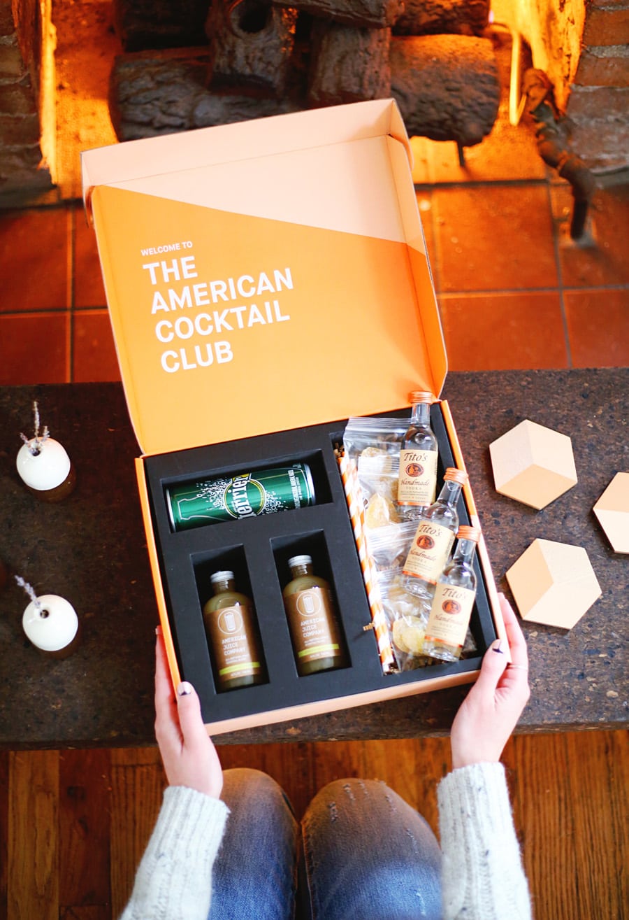 Cocktail club subscription box with ingredients 