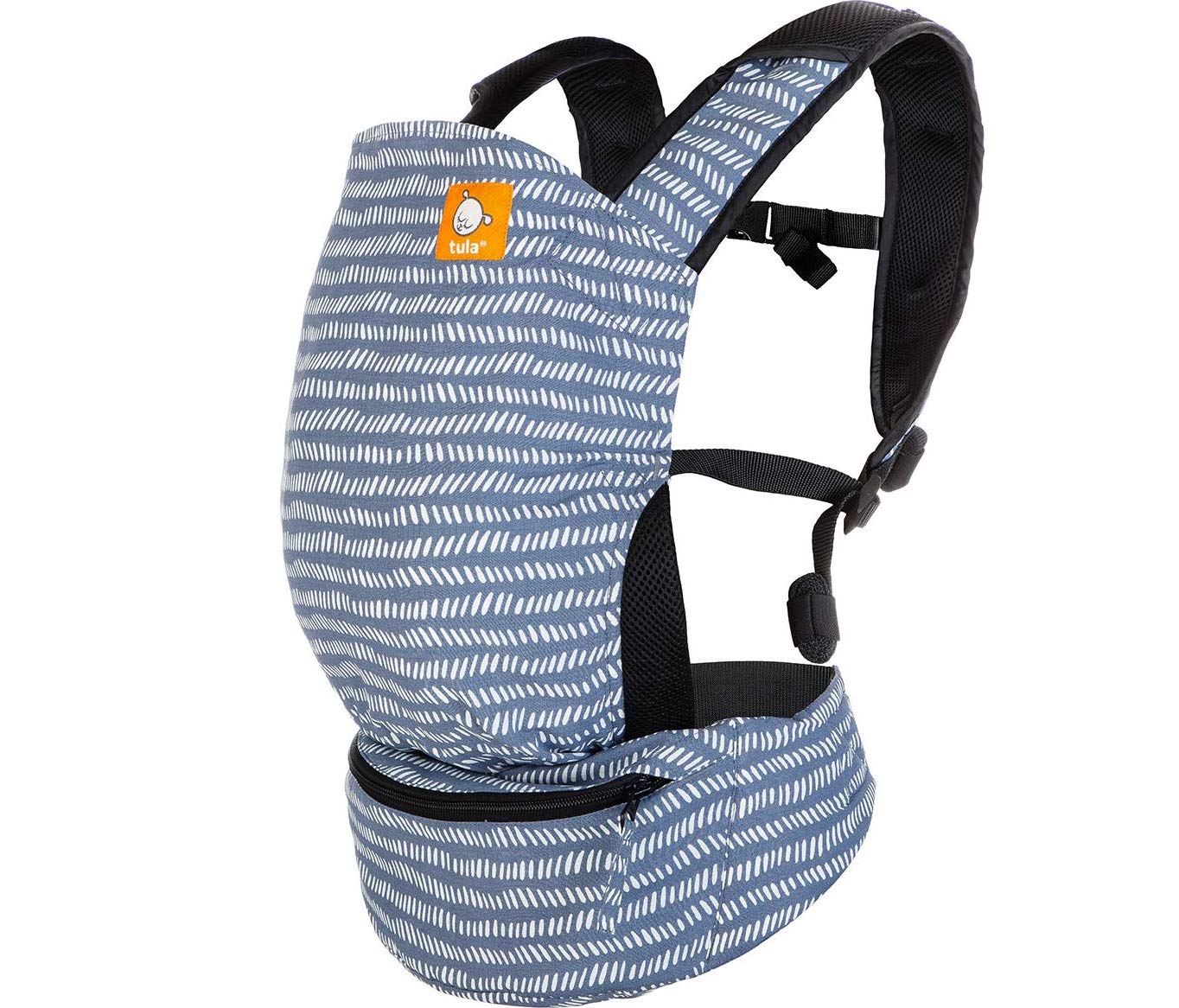 Blue and white baby carrier 