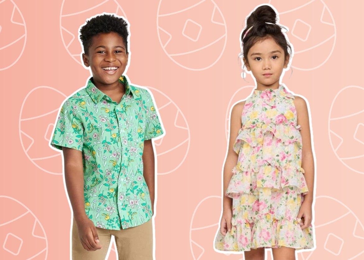 Boy and girl wearing Easter outfits or spring outfits
