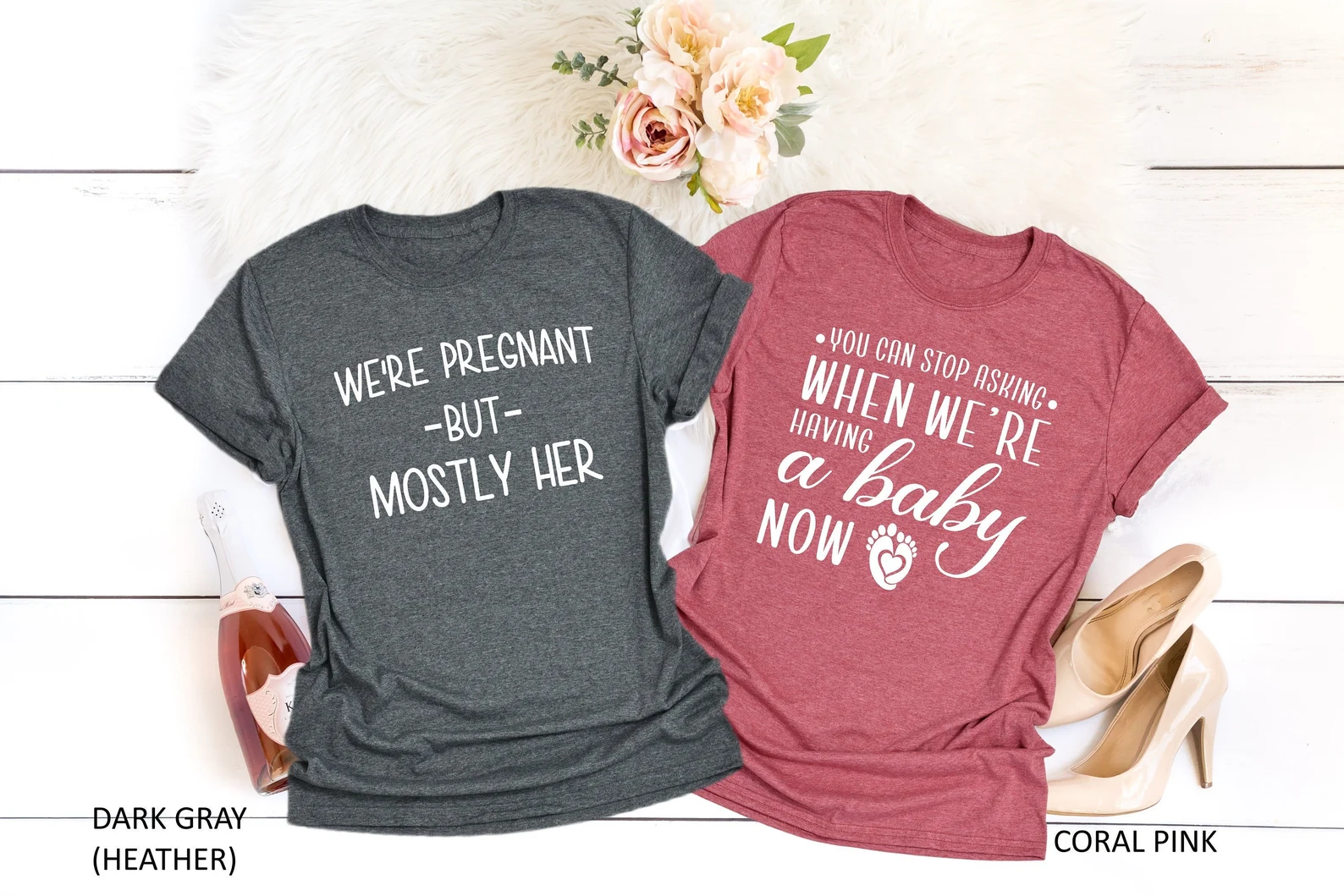 Grey and red pregnancy announcement t-shirts 