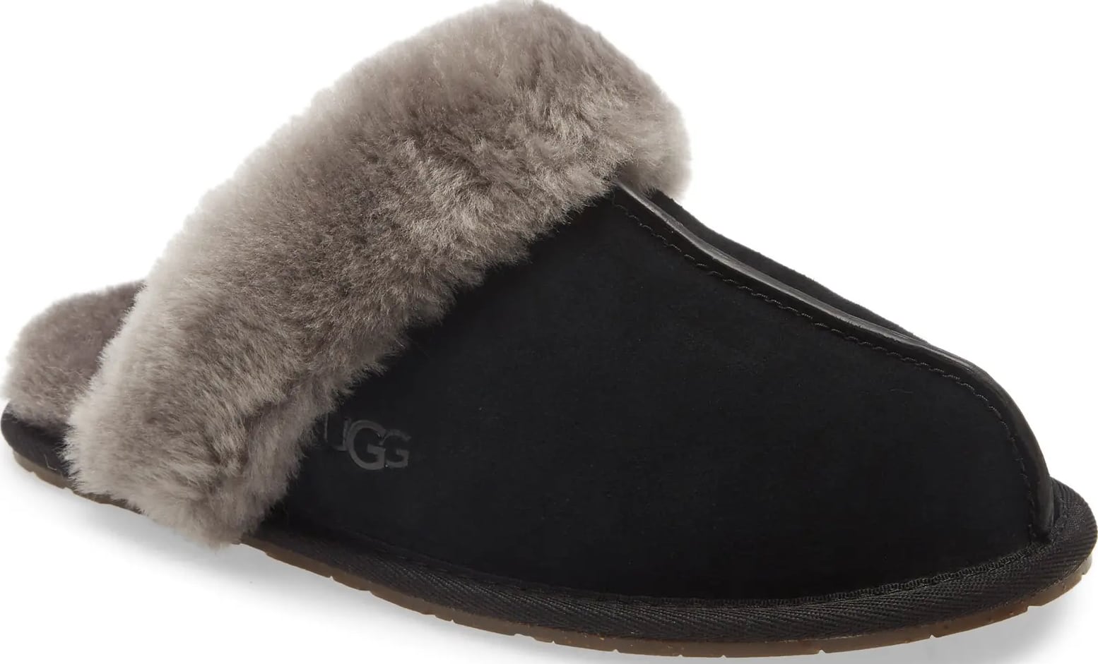 Black furry slippers 