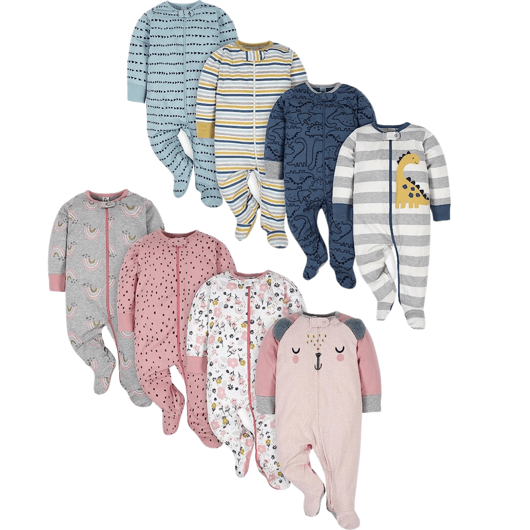 Baby onesies in blue and pink 