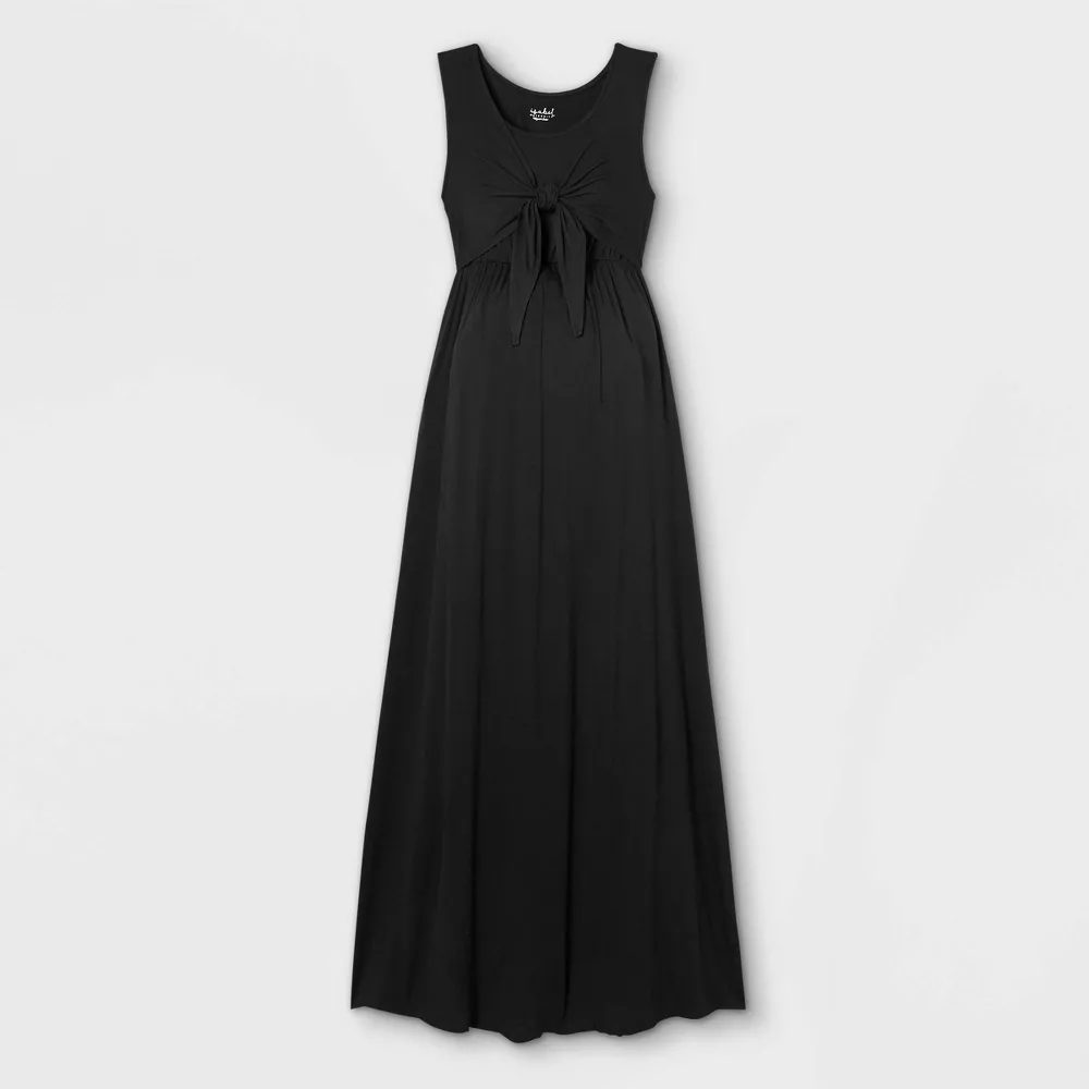 Long black sleeveless nursing dress 