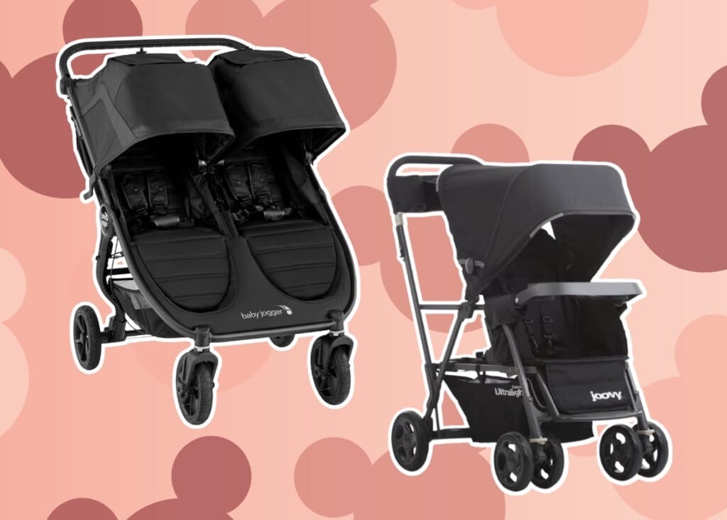 Collage of two strollers that are great for Disney World
