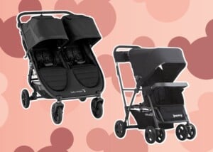 Collage of two strollers that are great for Disney World
