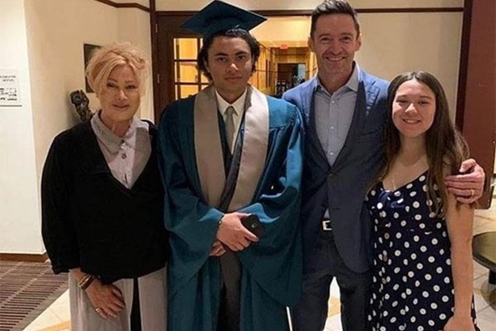 Hugh Jackman and family at son's graduation