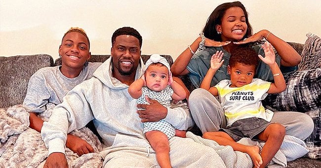 Kevin Hart and kids on the couch