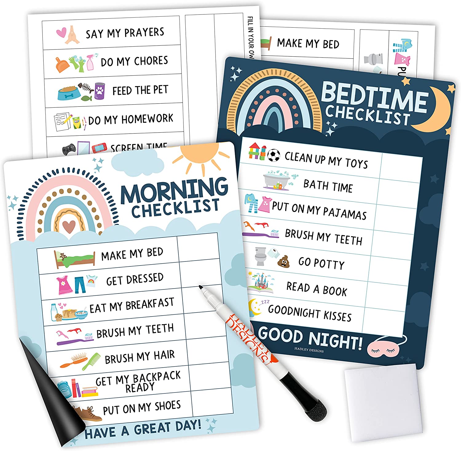Morning and night routine charts 