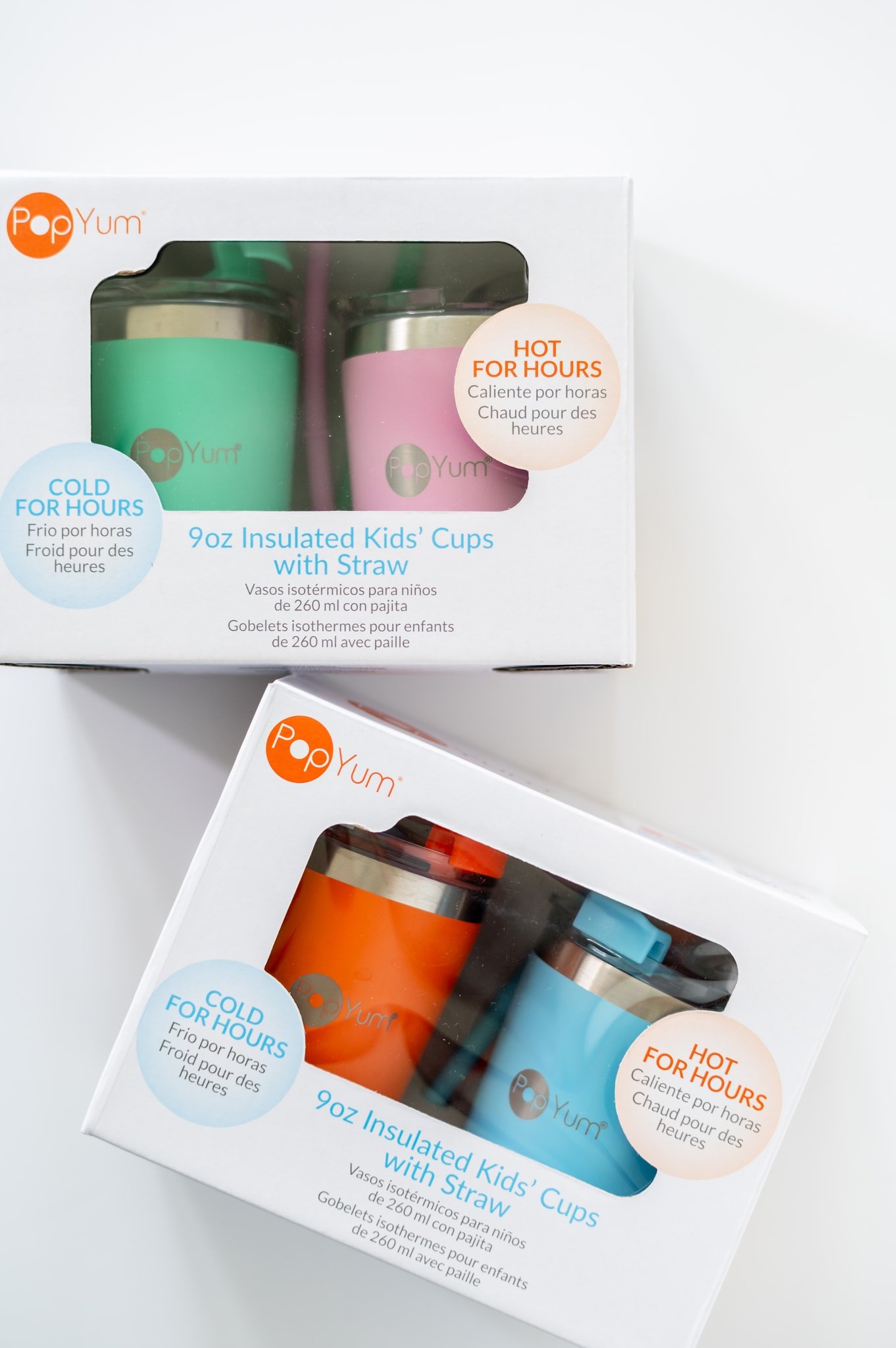Two packs of the insulated PopYum Kids Cups