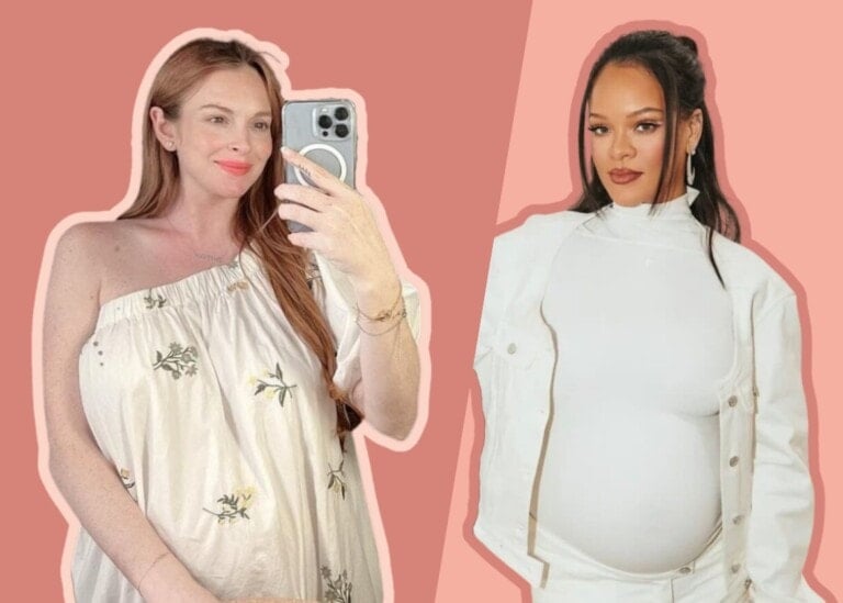Lindsay Lohan and Rihanna pregnancy pictures showing their maternity style